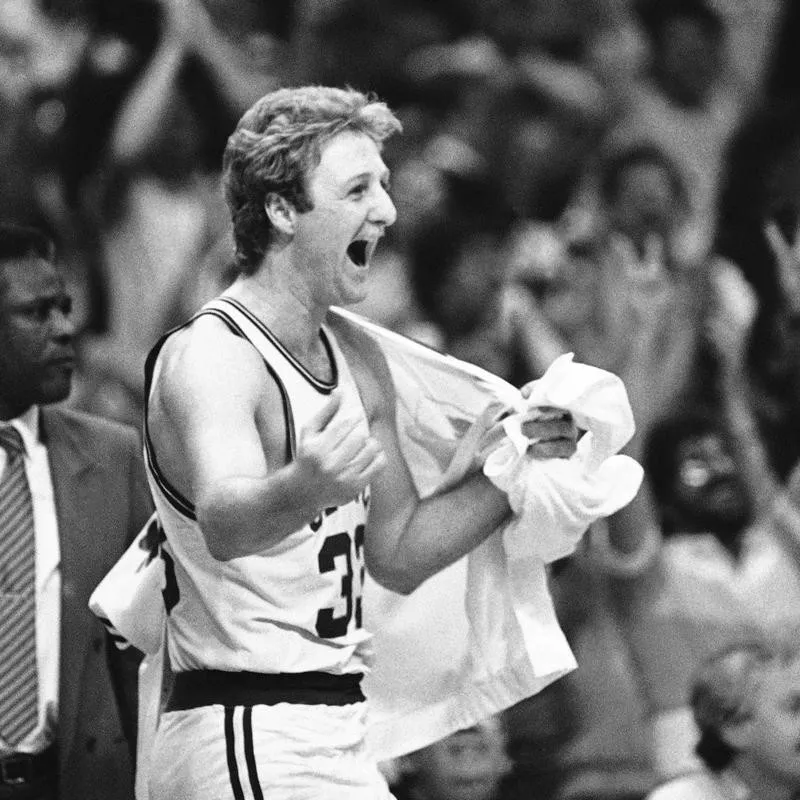 Boston Celtics Larry Bird reacts