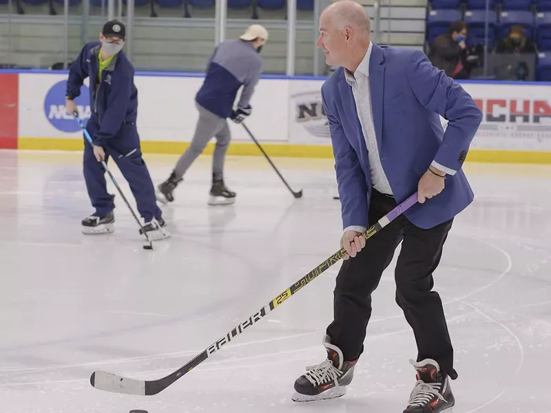 Dave Christian on the ice after his playing days