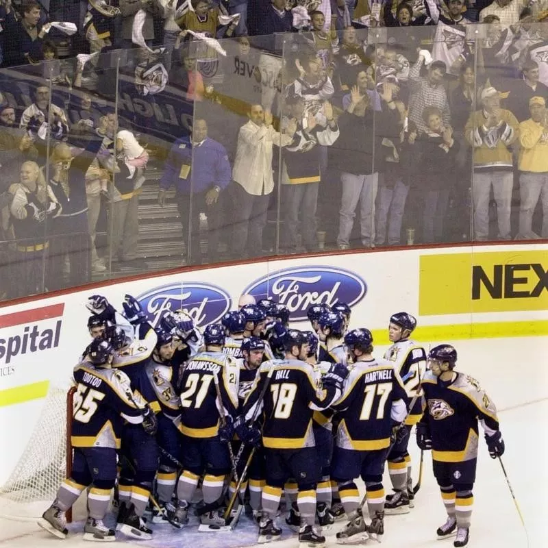 Nashville Predators players and fans celebrate