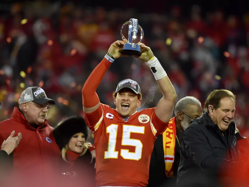 Kansas City Chiefs quarterback Patrick Mahomes celebrates