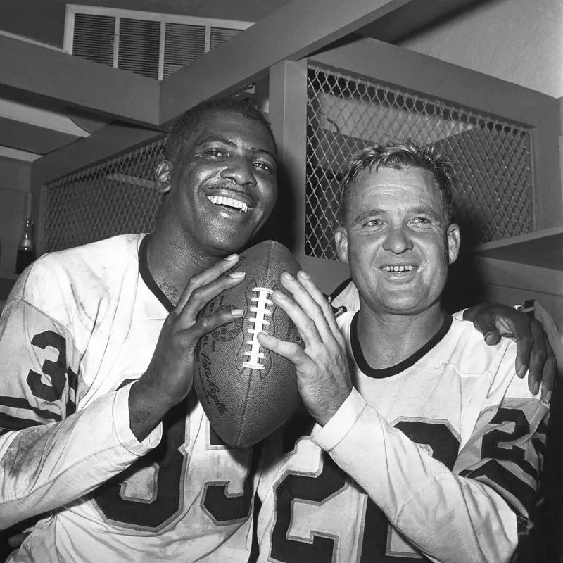 Bobby Layne posing with John Johnson