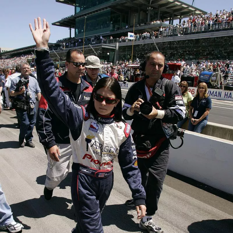 Danica Patrick waves to crowd