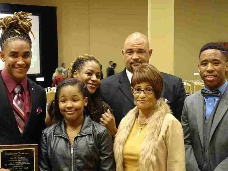 Jalen Hurts with his family