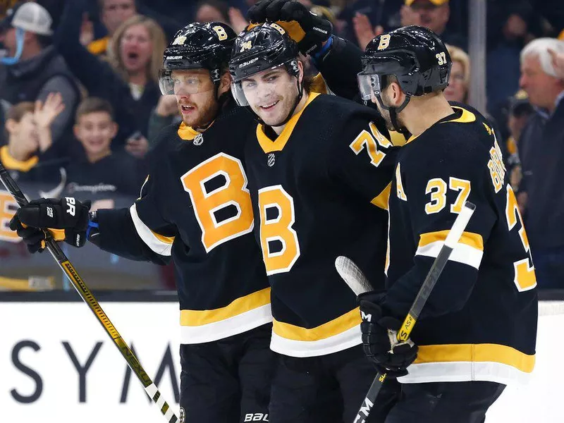 David Pastrnak, Jake DeBrusk, Patrice Bergeron