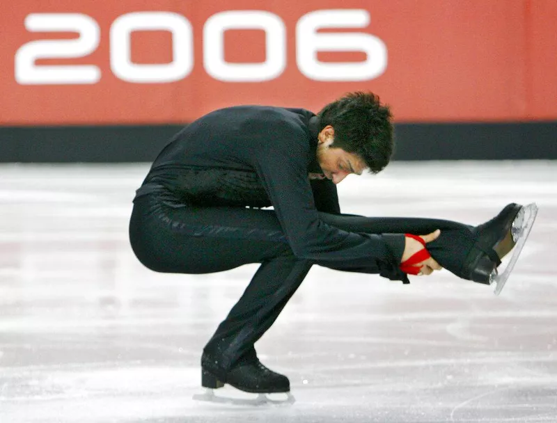 Evan Lysacek performing a bullet spin