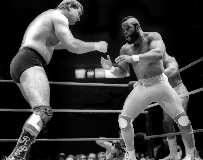 Roddy Piper and Mr. T at WrestleMania I