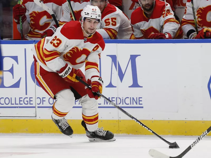 Calgary Flames center Sean Monahan skates