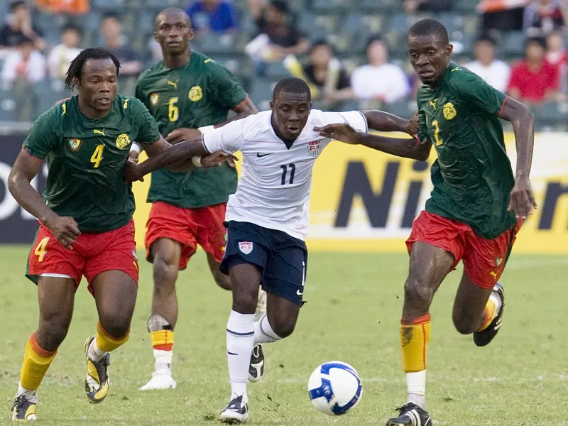 USA's Freddy Adu dribbles
