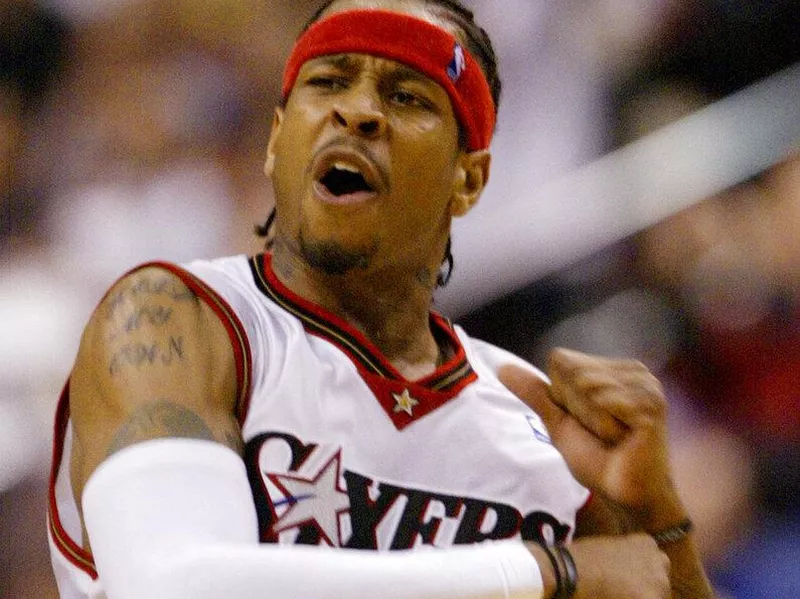 Allen Iverson celebrating the Philadelphia 76ers