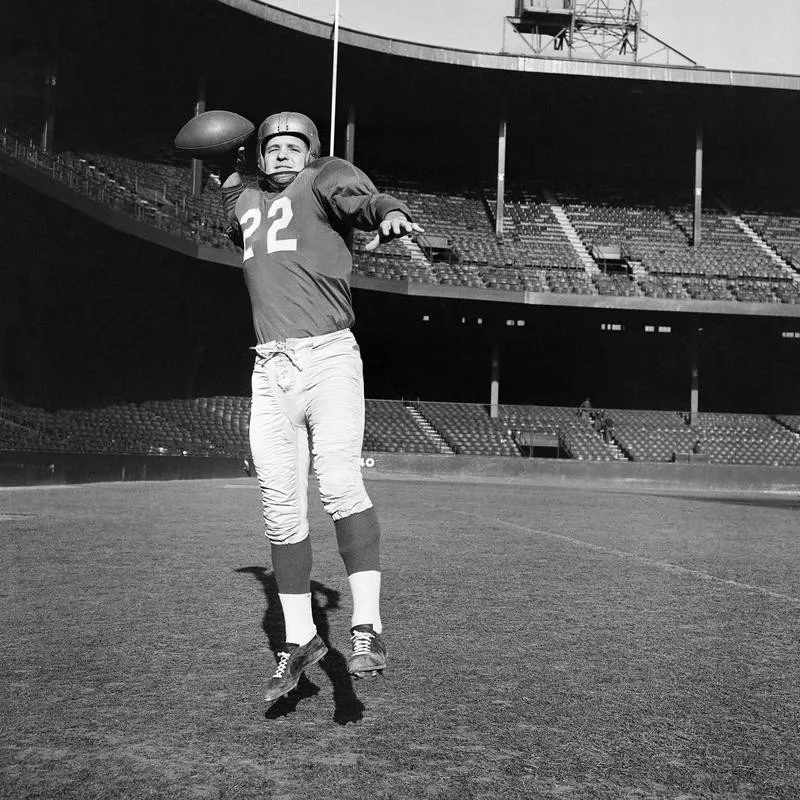 Bobby Layne posed in action