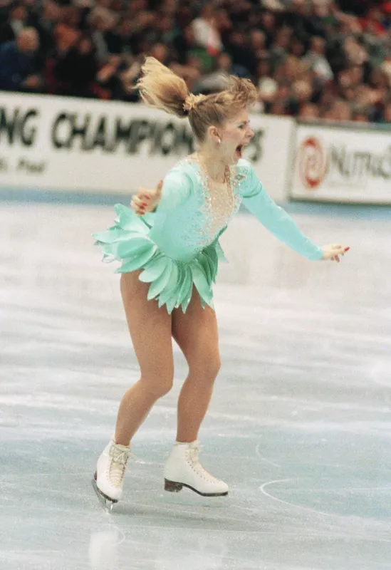 Tonya Harding after landing a successful triple axel in 1991