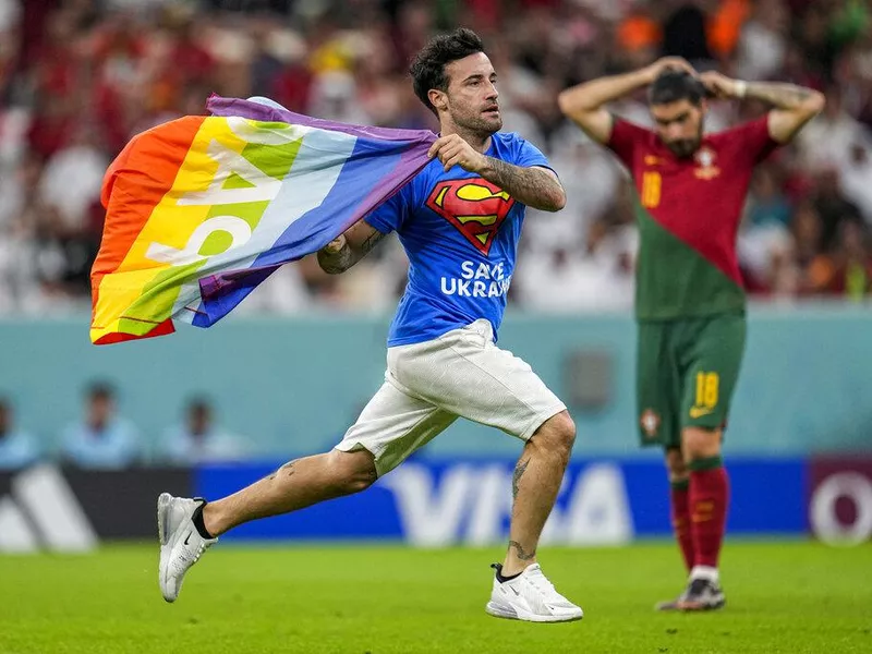 Protester at 2022 World Cup in Qatar