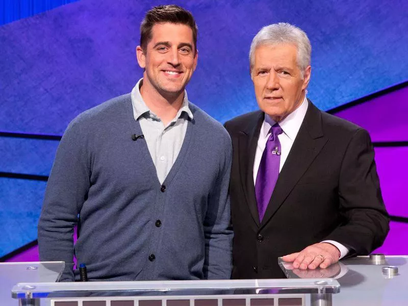 Aaron Rodgers and Alex Trebek