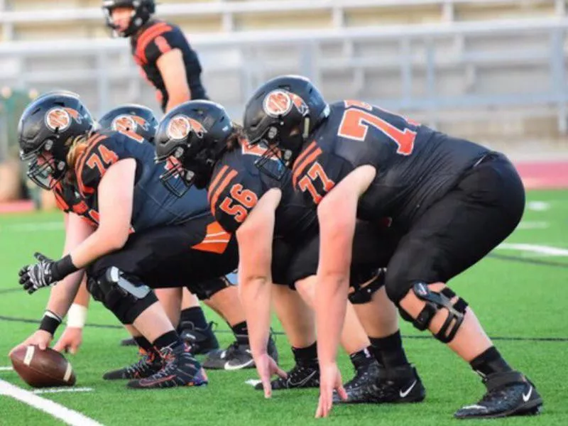 Washington High center Aiden Brink, No. 74