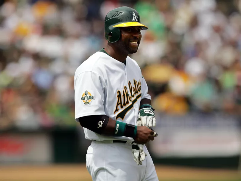 Milton Bradley with the Oakland A's