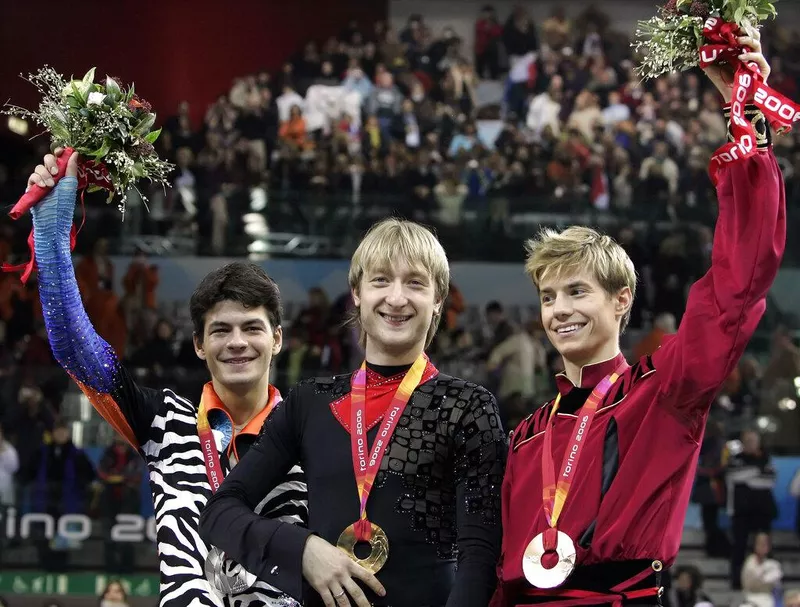 Evgeni Plushenko on the podium