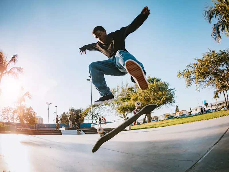 Young Man Skateboarding in Los Angeles