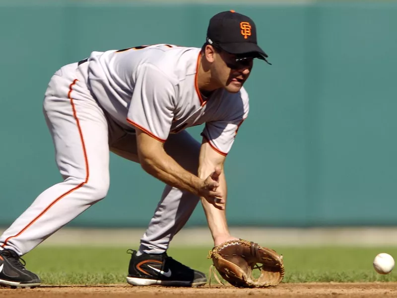 San Francisco Giants shortstop Omar Vizquel fields a ball