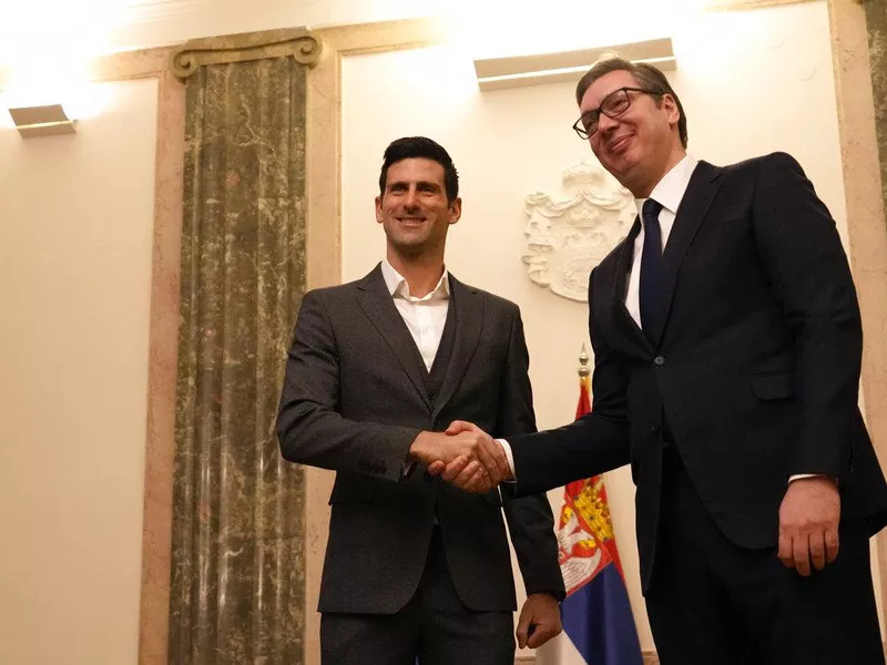 Serbian President Aleksander Vucic and Novak Djokovic