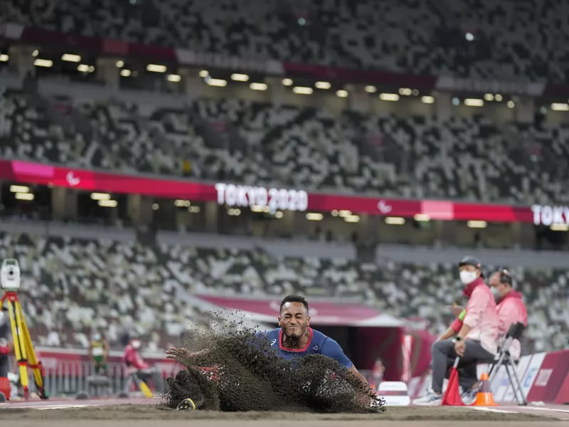 France's Dimitri Pavade competes in men's long jump at 2020 Summer Olympic Games