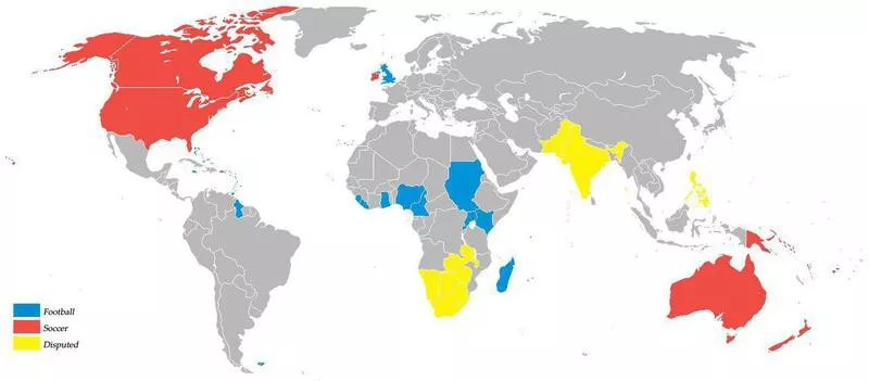 Soccer vs. football map