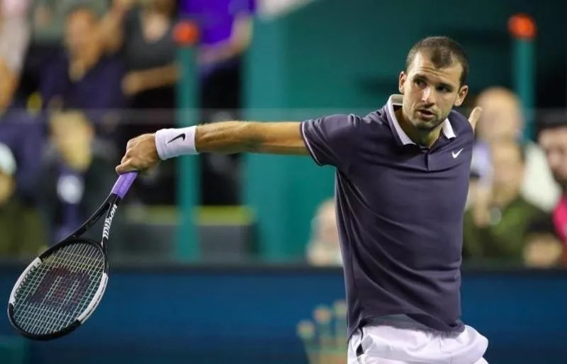 Gregor Dimitrov in action in Paris Masters