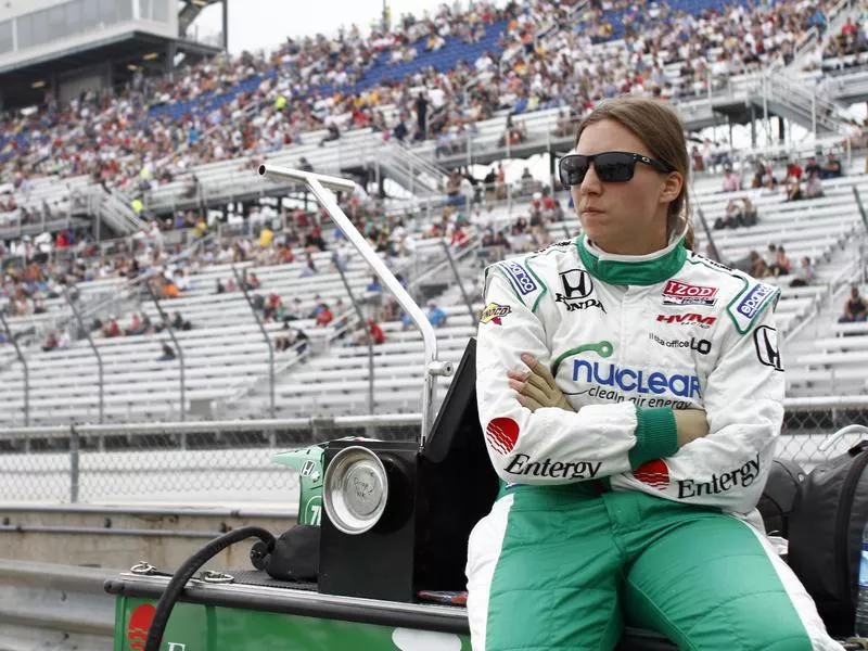 Simona De Silvestro sits on pit row