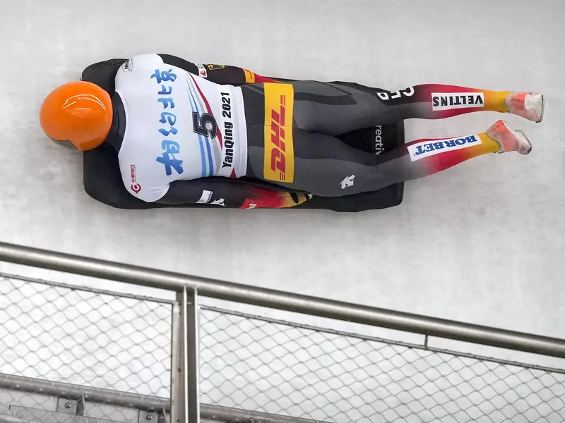 Alexander Gassner competes during men's skeleton