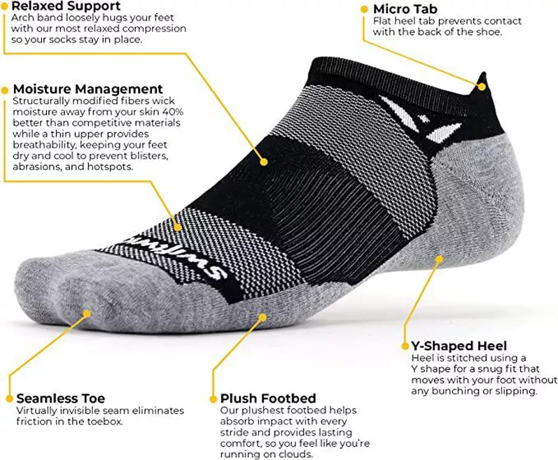 Swiftwick- MAXUS ZERO Tab (3 Pairs) Running & Golf Socks, Maximum Cushion