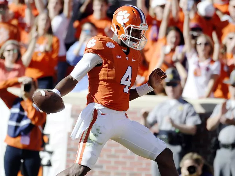 Deshaun Watson celebrates after scoring touchdown