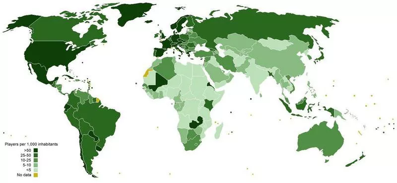 Soccer players by country