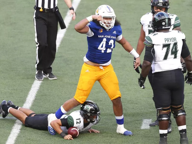 San Jose State defensive end Viliami Fehoko