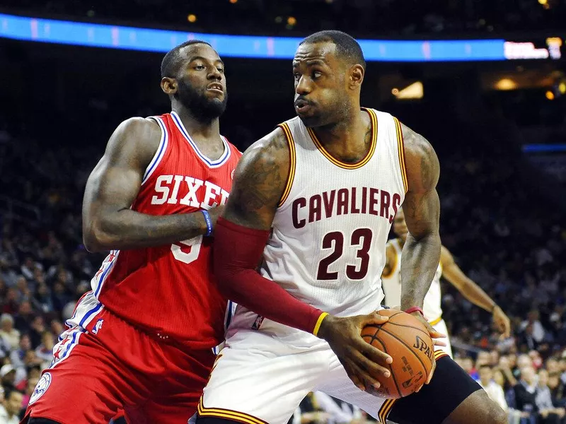 LeBron James and Jakarr Sampson on Nov. 2, 2015