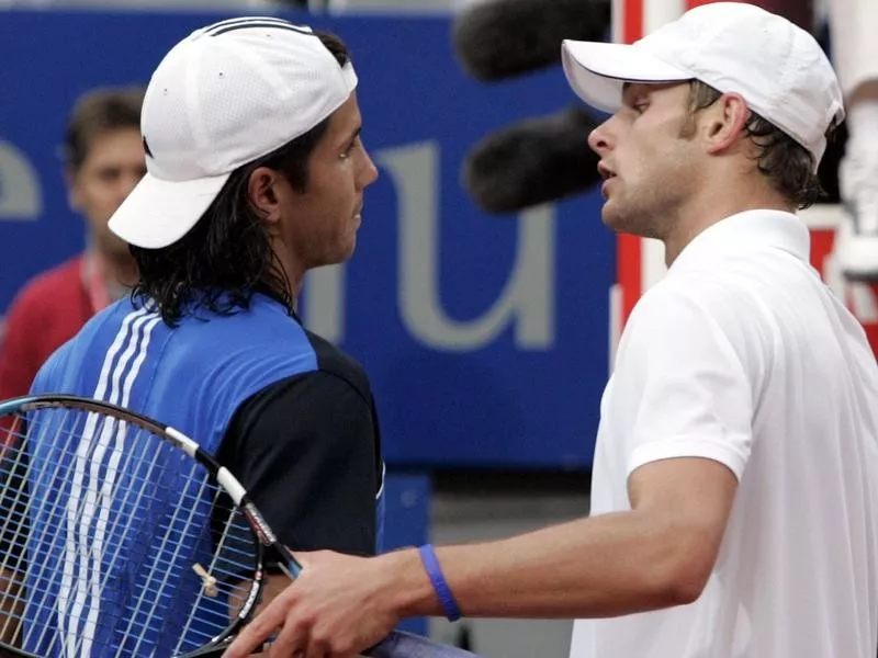 Andy Roddick congratulates Fernando Verdasco at Rome Masters