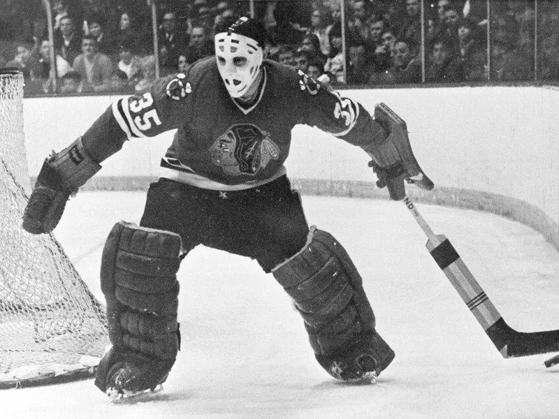 Tony Esposito protects the goal