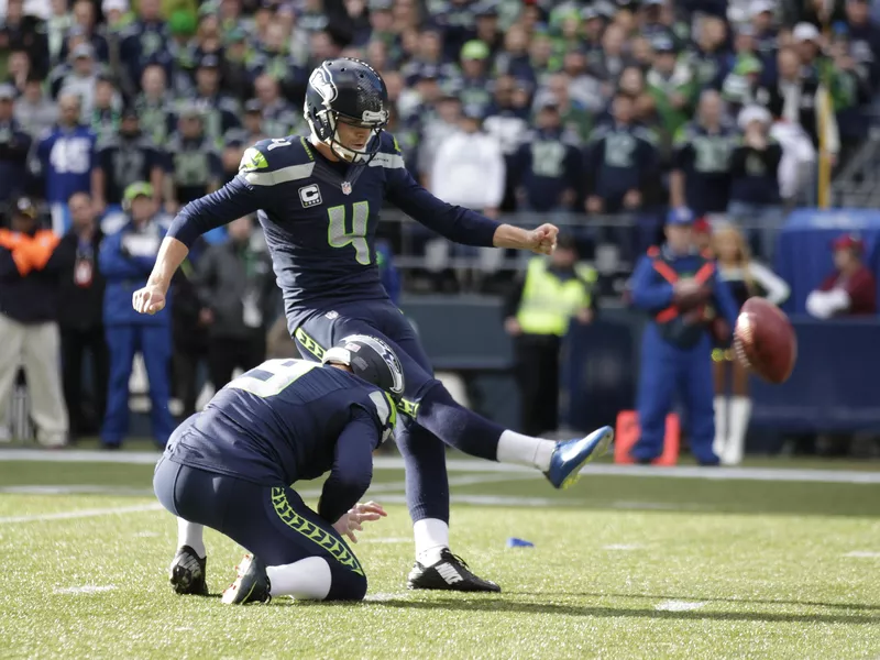 Seattle Seahawks kicker Steven Hauschka kicks field goal