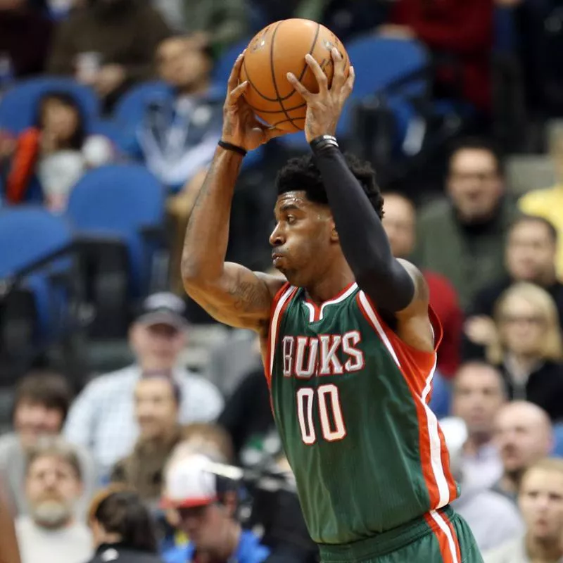 Milwaukee Bucks' OJ Mayo plays in first quarter of NBA basketball game