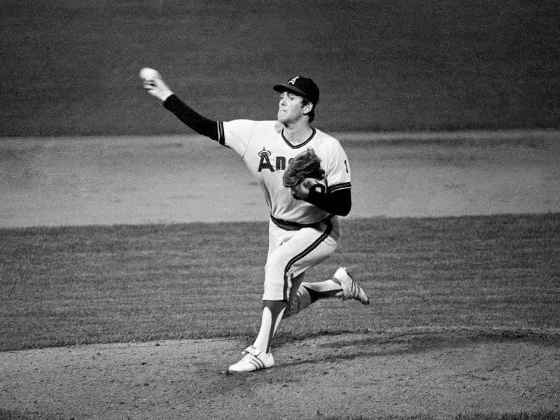 California Angels Nolan Ryan fires pitch