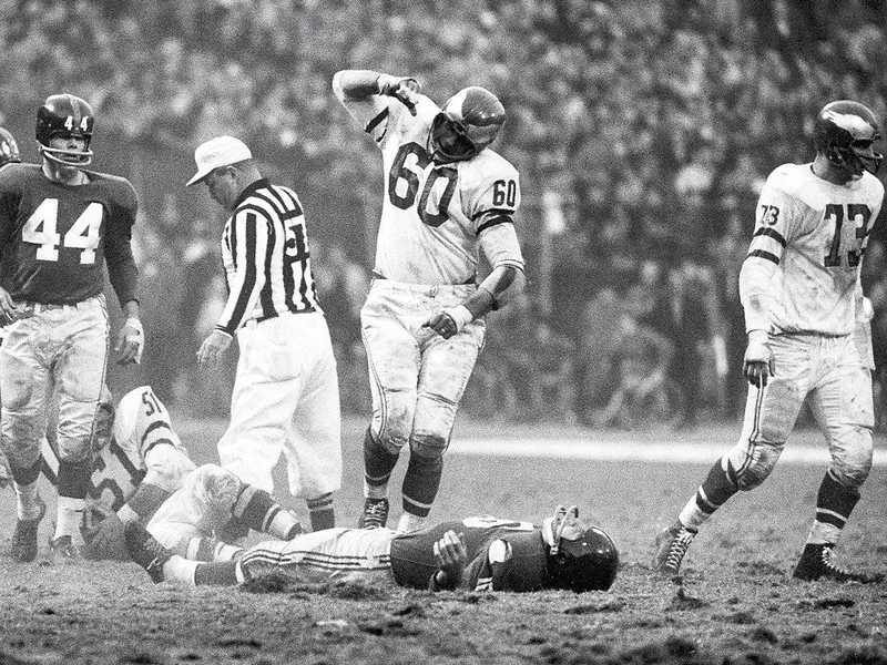 Chuck Bedarik and Frank Gifford