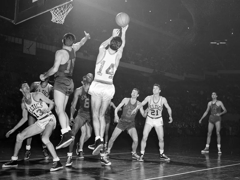 Bill Sharman and Bob Cousy in action