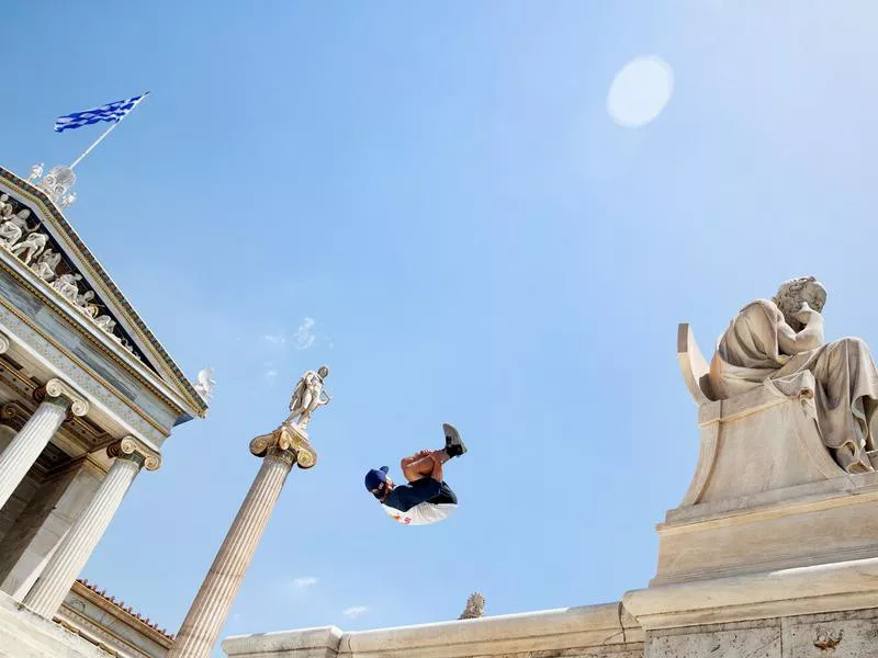 Stefan Dollinger in action around Athens