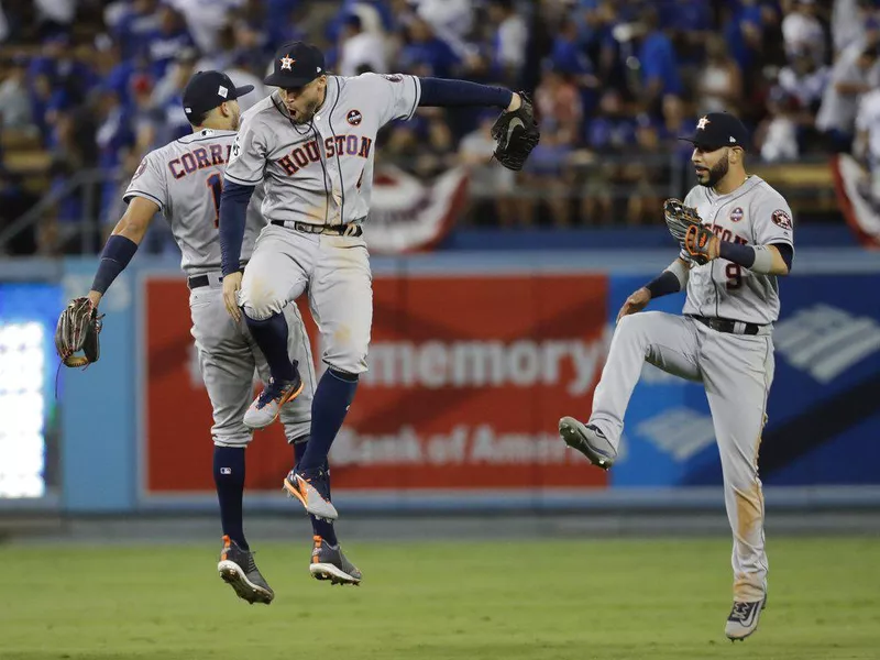 Houston Astros' Carlos Correa, George Springer and Marwin Gonzalez in 2017