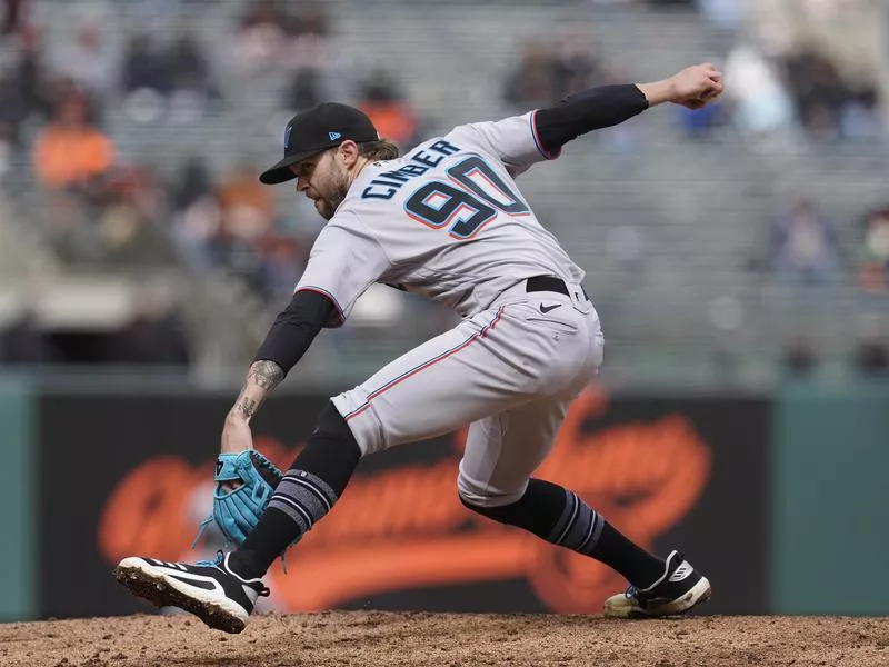 Miami Marlins' Adam Cimber against San Francisco Giants