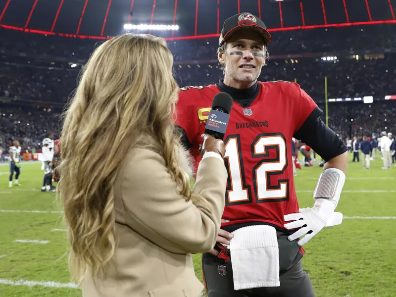 NFL quarterback Tom Brady being interviewed