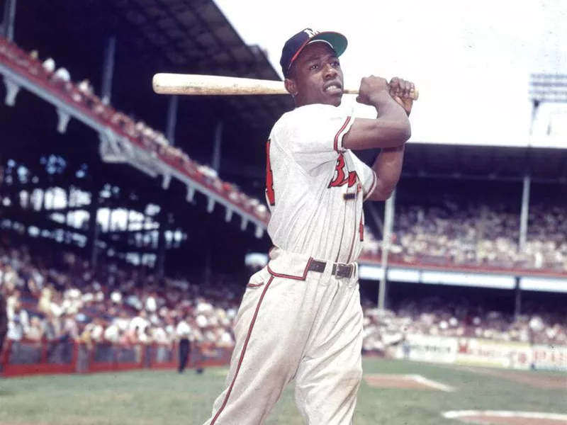 Hank Aaron, Milwaukee Braves' outfielder,