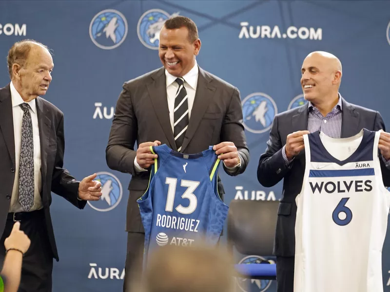 Alex Rodriguez held Minnesota Timberwolves jersey