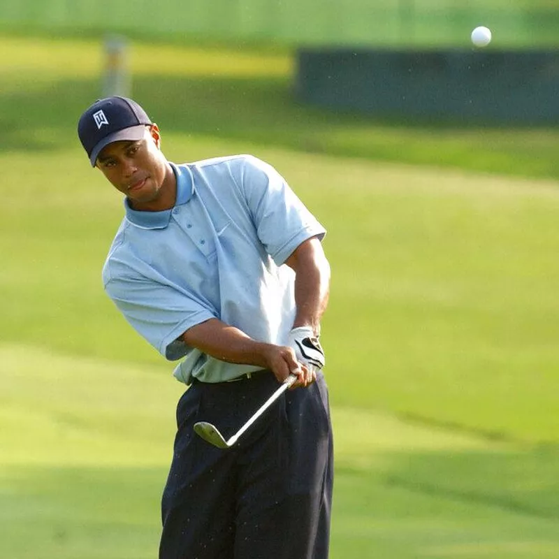 Woods using iron golf club