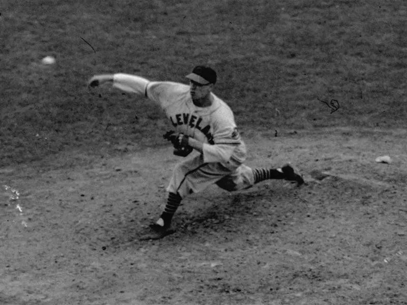 Cleveland Indians' Bob Feller throwing