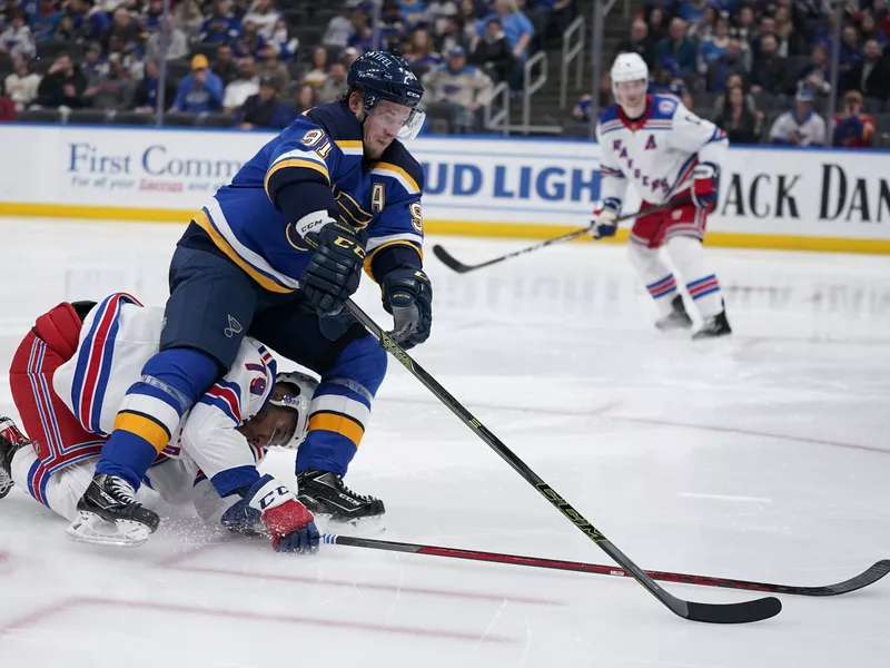 St. Louis Blues' Vladimir Tarasenko handles puck