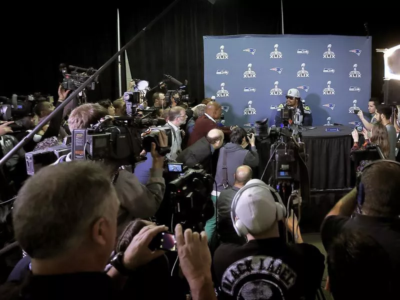 Marshawn Lynch at Super Bowl media day